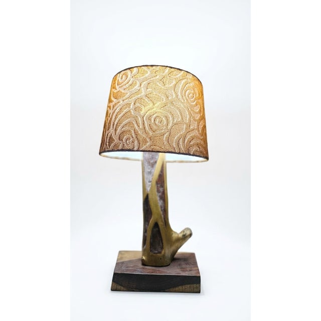 1990s Rustic Wood Table Lamp, Natural Patina, Farmhouse Decor For Sale - Image 4 of 5