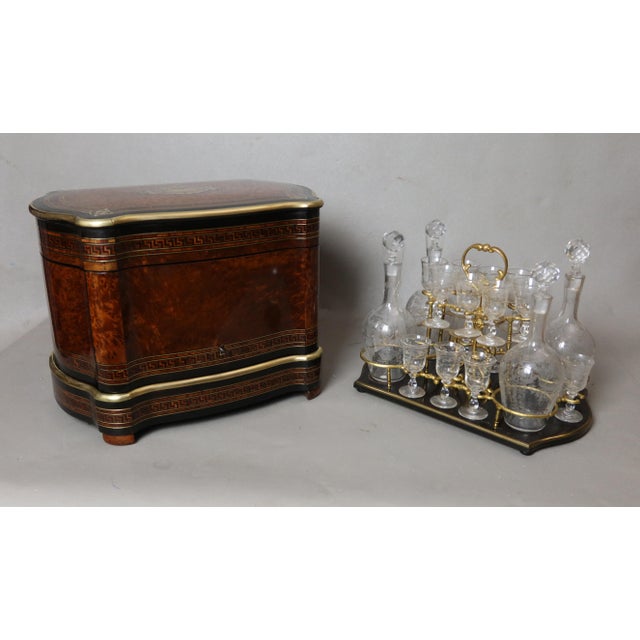 Wood Tahan-Branded Liquor Cabinet in Paris and Baccarat, Set of 18 For Sale - Image 7 of 13