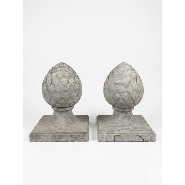Pair of Vintage Mid-Century Neoclassical Cast Stone Pinecone Finials For Sale - Image 4 of 9