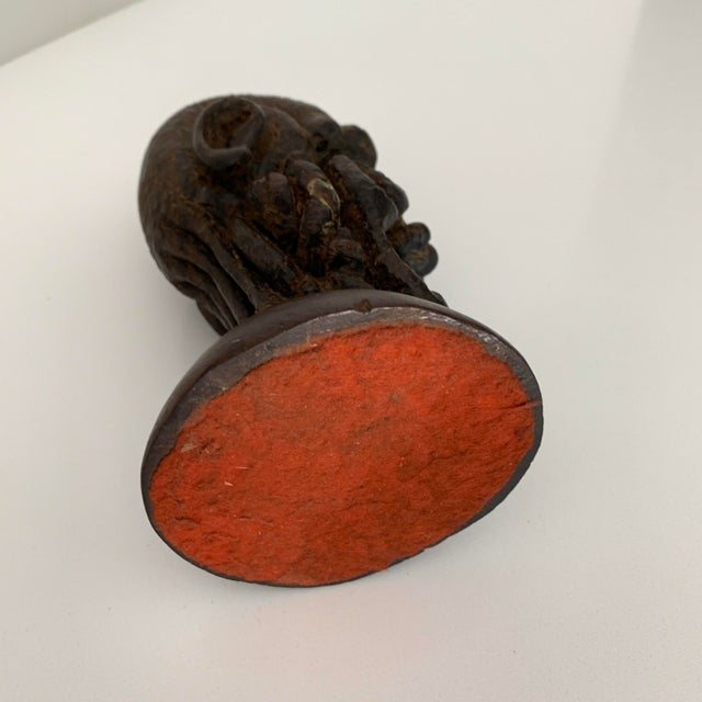 1970s Mid-Century Modern Brutalist Style Wooden Head Sculpture For Sale - Image 9 of 11