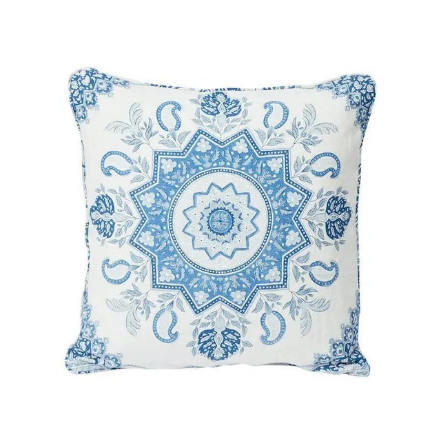 Schumacher Schumacher X Mark D. Sikes Montecito Medallion 20" Pillow in Indigo For Sale - Image 4 of 4