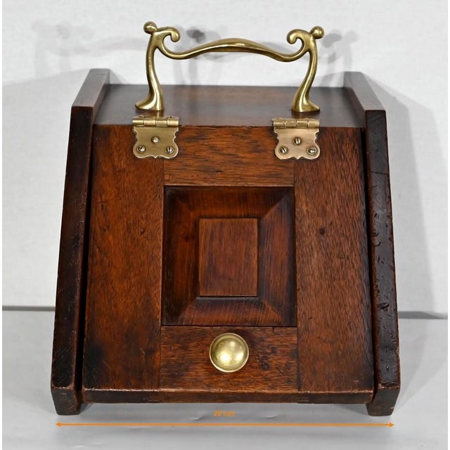 Small Antique Oak Coal Bin, England, 1900s For Sale - Image 11 of 15