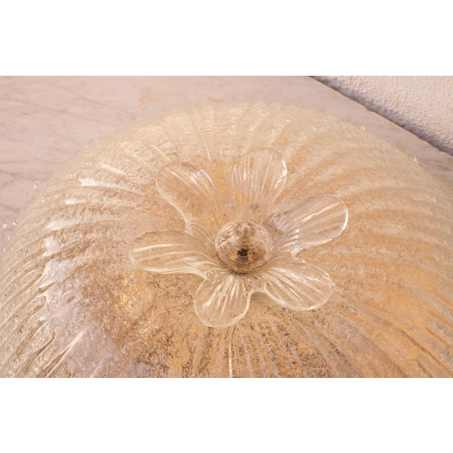 1970s Italian Transparent Murano Glass Ceiling With Flower For Sale - Image 9 of 12