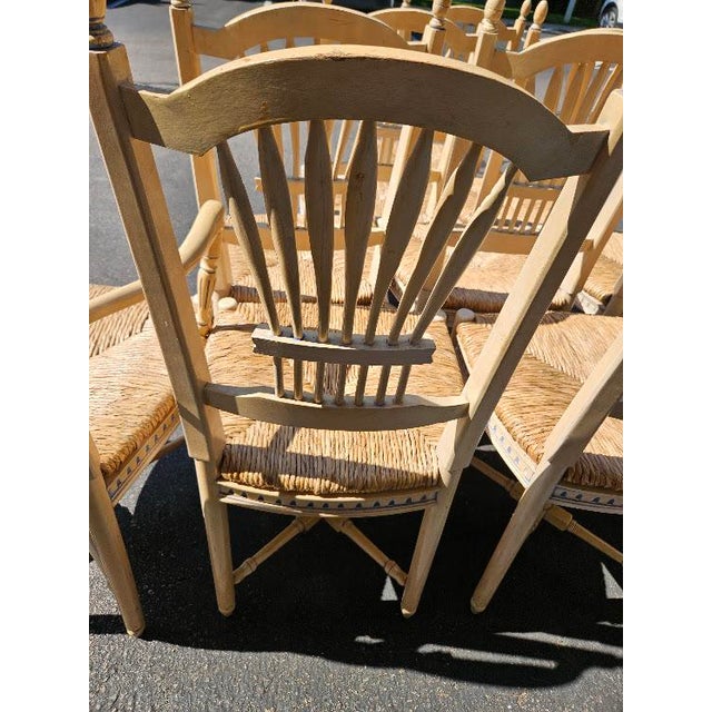 Vintage French Wheat-Sheaf Dining Chairs With Rush Seats - Set of 10 For Sale - Image 11 of 18