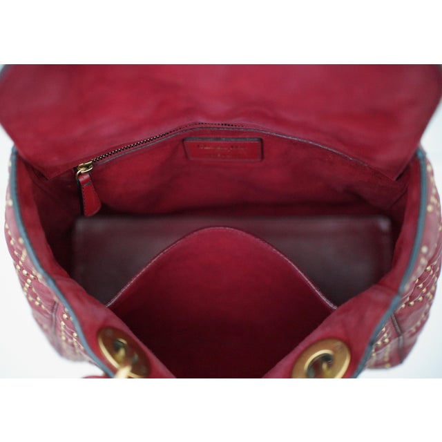 Christian Dior Medium Lady Dior Cannage Studded Burgundy Leather Bag With Strap For Sale - Image 12 of 12