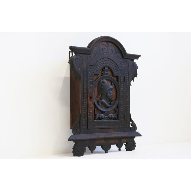 Antique Spanish Wall Cabinet with Knight Dark Patina, 1890 For Sale - Image 6 of 9