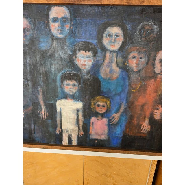 1950s Mid Century Modern Vintage Italian Painting Family For Sale - Image 4 of 7