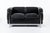 Authentic Cassina Lc2 Black Leather Two-Seat Sofa by Le Corbusier 1994 For Sale - Image 12 of 17