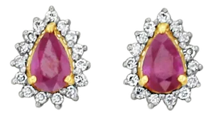 Teardrop Ruby Diamond Earrings 1.22cttw 14k Yellow Gold, 2 Pieces