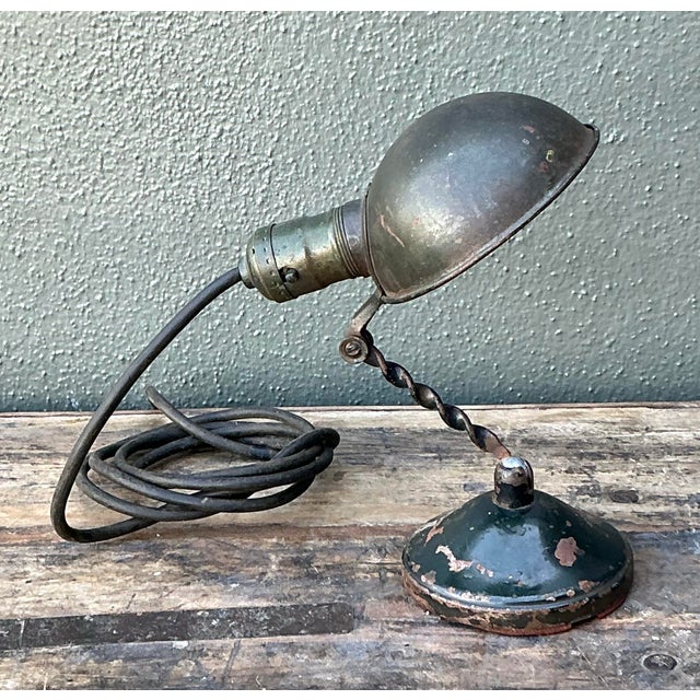 Dark Green Vintage Industrial Articulated Desk Lamp With Clip For Sale - Image 8 of 12