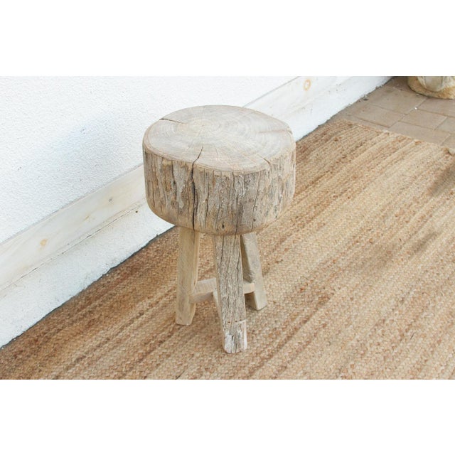 Rustic Round Table W/Thick Slab Top For Sale - Image 4 of 6