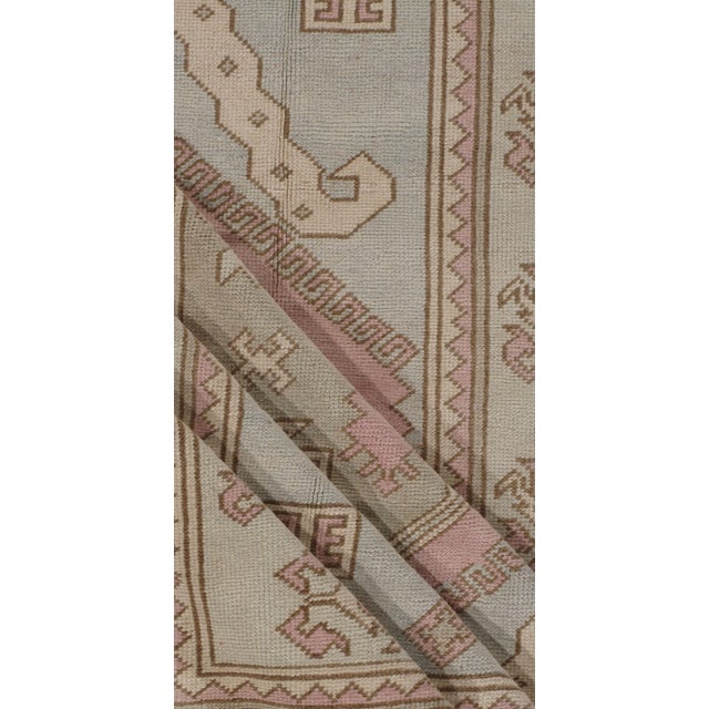 Blue Vintage Circa 1940 Turkish Oushak Area Rug 4ft 7in X 6ft 7in For Sale - Image 8 of 10