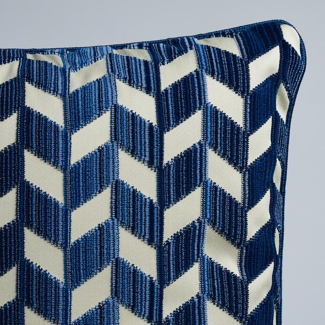 Pillow features Chevron Strie Velvet fabric. This chevron design is enhanced by a beautiful vertical strié. With wonderful...