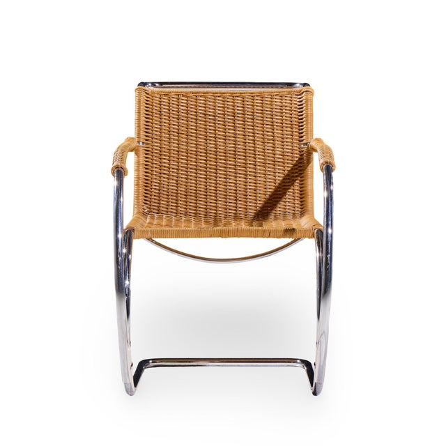 Mid 20th Century Mies Van Der Rohe for Knoll Mr Mid Century Rattan and Chrome Chairs - Pair For Sale - Image 5 of 12