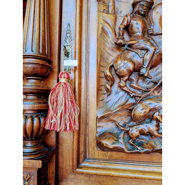 Brown Antique French Renaissance Revival Huntsman Buffet or Server For Sale - Image 8 of 12