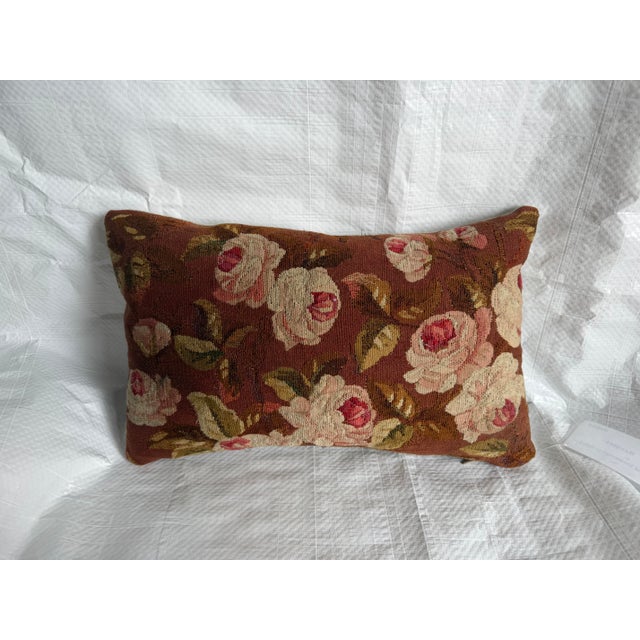 This elegant decorative pillow has been handcrafted from an authentic mid-19th century French Aubusson tapestry fragment,...