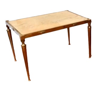 Italian Art Nouveau Style Side Table in Carrara Marble and Brass, 1970s For Sale