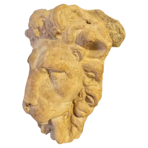 Decorative Lion Head on Terracotta Mounted Base, 1950
