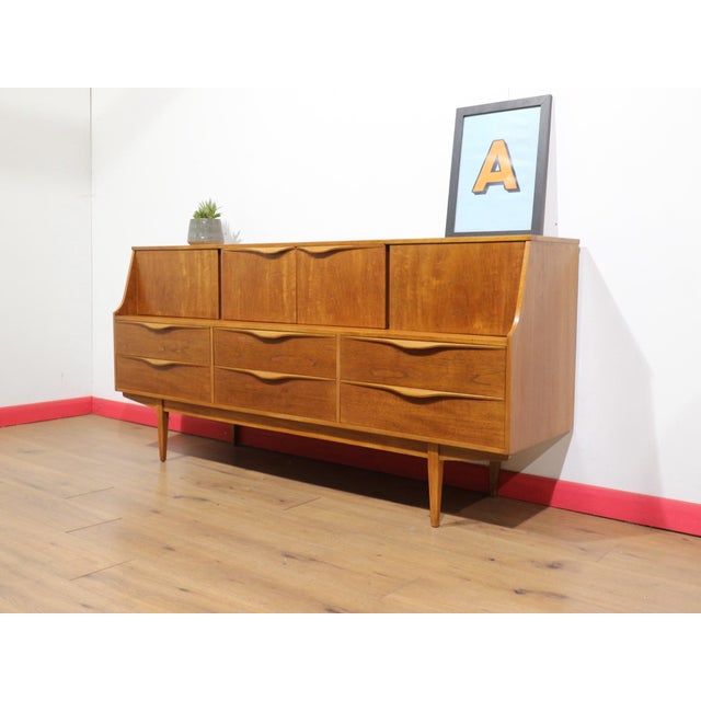 Wood Mid Century Modern Vintage Teak Tall Credeza Sideboard by Sutcliffe For Sale - Image 7 of 15