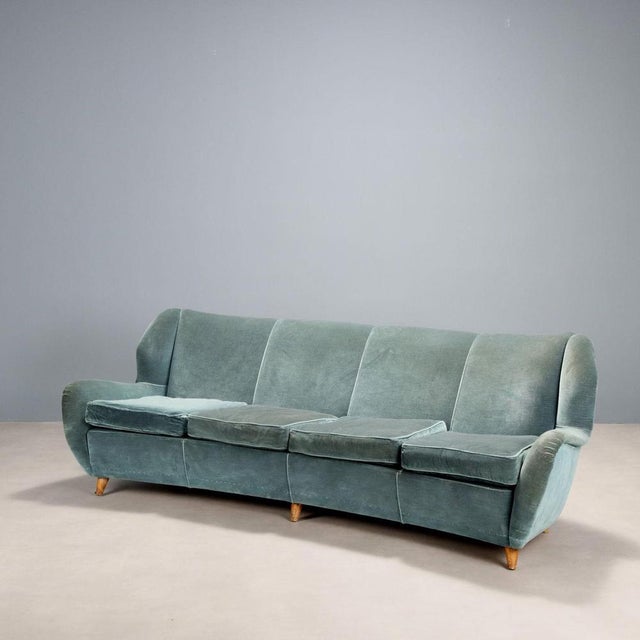 Vintage Bean-Shaped Sofa in Velvet, 1950s For Sale - Image 10 of 10
