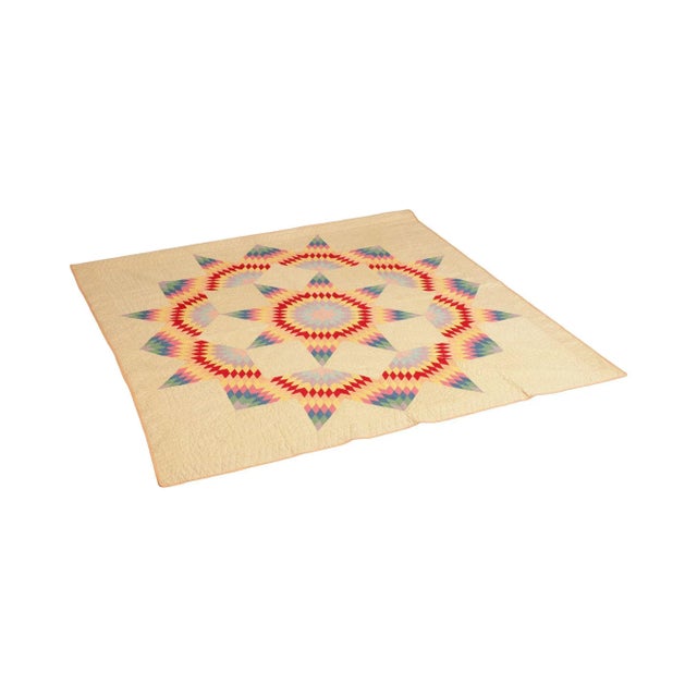 Vintage 'Broken Star' Pattern Quilt For Sale - Image 13 of 13