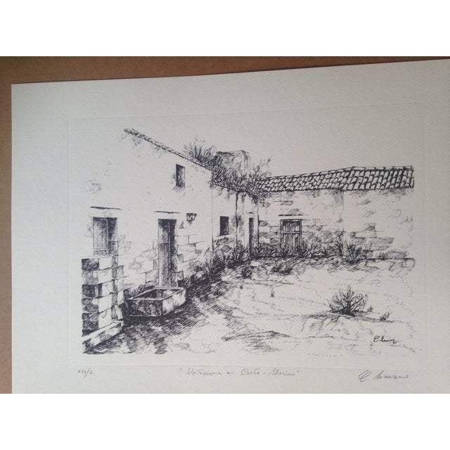 Carmelo Linciano, Courtyard Dwelling, Merine, Lithograph, 1985 For Sale - Image 6 of 8