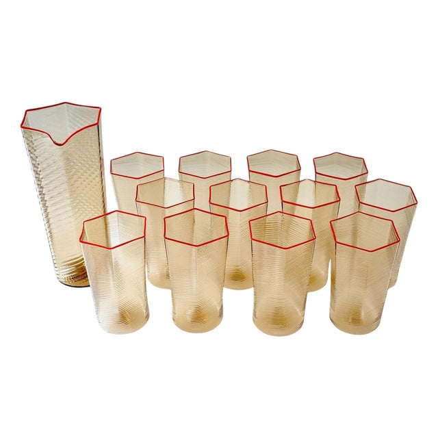 Esagonali Tumblers and Pitcher in Murano Glass, Set of 13 For Sale