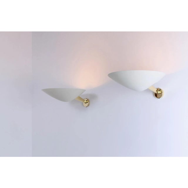 Metal Brass & White 131 Sconces by Giuseppe Ostuni for Oluce, 1950s, Set of 2 For Sale - Image 7 of 18