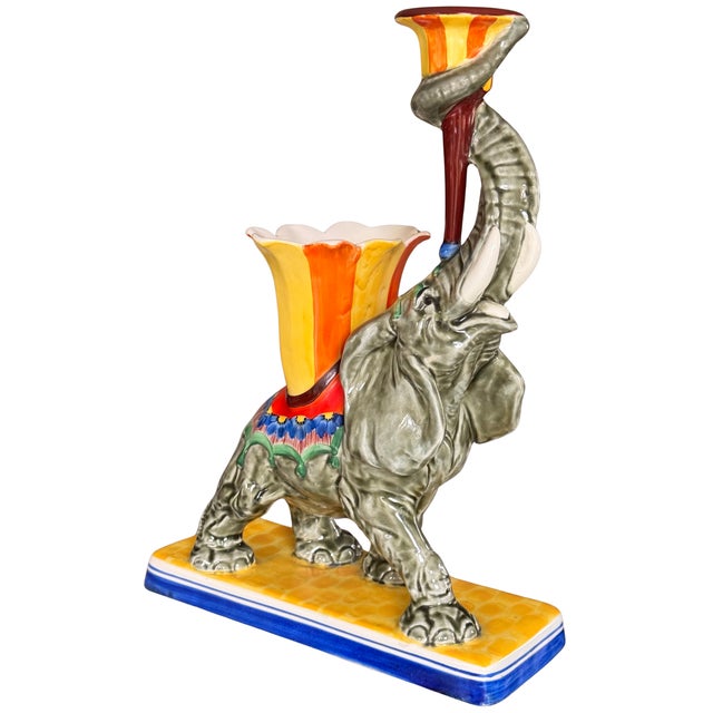 Vintage Ditmar Urbach Czechoslovakia Elephant Candle Vase Centerpiece For Sale - Image 15 of 16