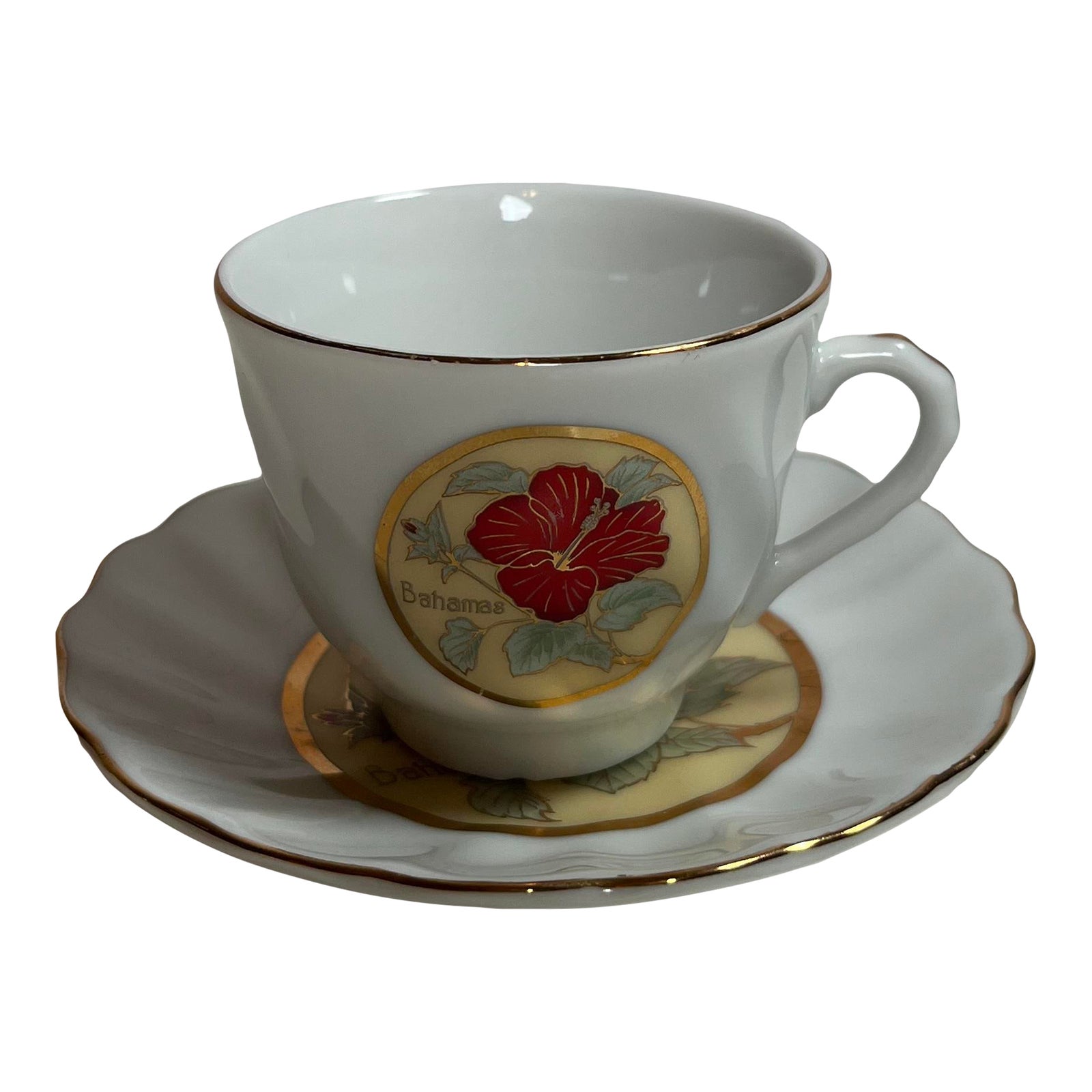 Vintage Mica Chokin 24k Gold Trim Bahamas Tea Cup and Saucer Set 2