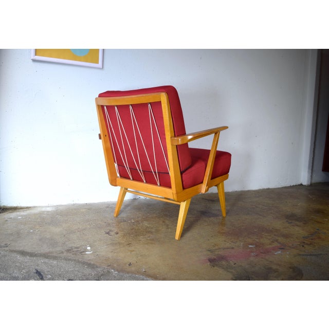 Wood Mid-Century Lounge Chair in Red from Casala, 1950s For Sale - Image 7 of 7
