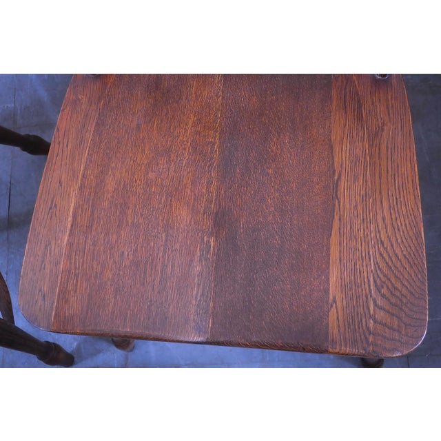 Brown Mid-Century Oak Lyre-Back Windsor Chairs, Set of 6 For Sale - Image 8 of 17