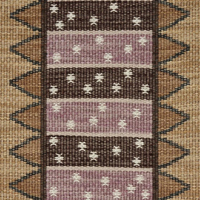 Traditional Sample - Schumacher Noor Kilim Stripe Fabric, Aubergine For Sale - Image 3 of 4
