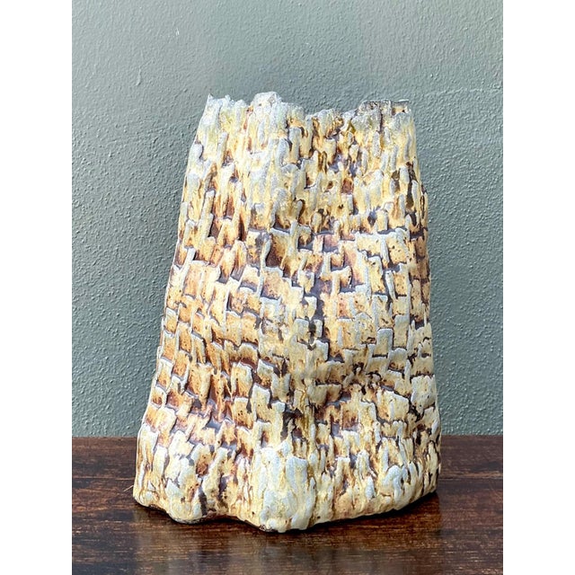 Late 20th Century Handcrafted Textured Ceramic Vase For Sale - Image 5 of 18