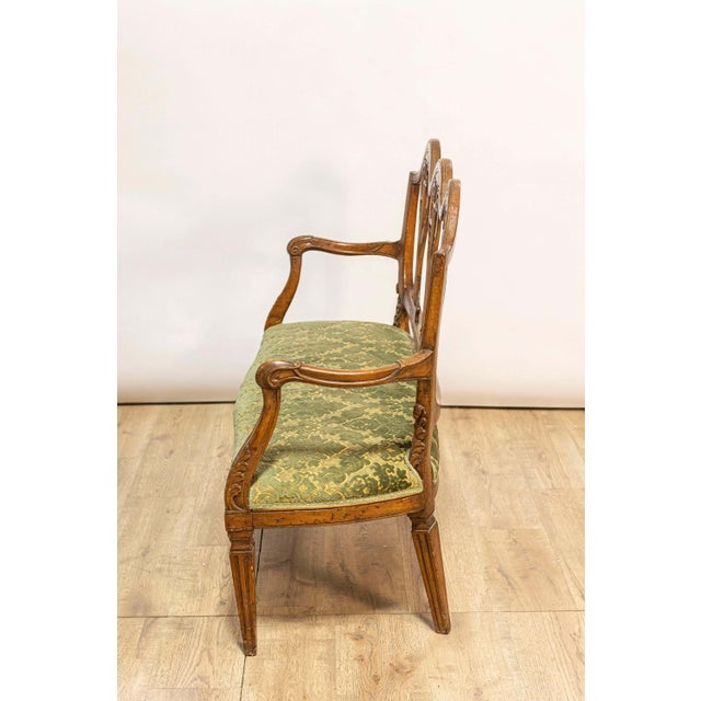 Brown Tuscan 18th Century Walnut Sofa from Villa Fioravanti with Carved Lyre Motifs For Sale - Image 8 of 14