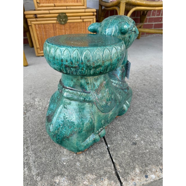 Turquoise Terracotta Camel Garden Stool For Sale - Image 4 of 7