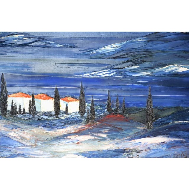 Morgan, Beau paysage provence bleue, Oil on Canvas, 1980s For Sale - Image 4 of 6