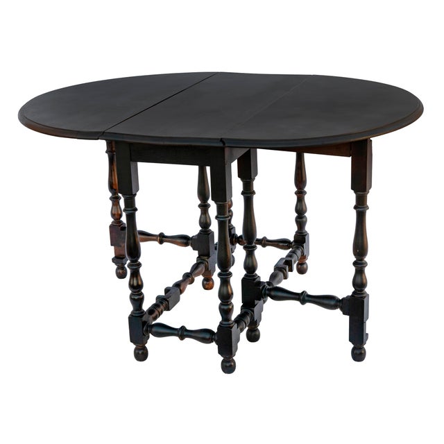 Wood Vintage Gate Leg Mahogany Drop Leaf Table in Black For Sale - Image 7 of 8