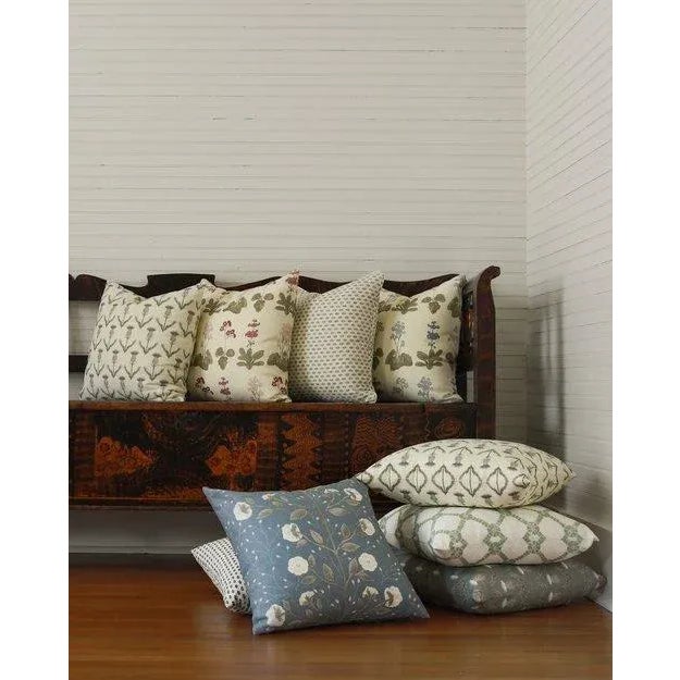 French Provincial Lauren Servati Textiles, Rosewood // La Mer Pillow, 20"x20" For Sale - Image 3 of 4