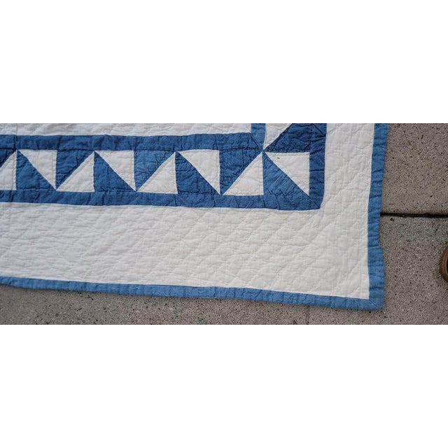 Textile Blue/White Contained Eight Point Star For Sale - Image 7 of 8