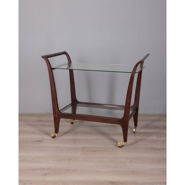 Vintage Italian Wood and Glass Food Trolley, 1940s For Sale - Image 11 of 11