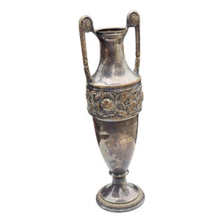 Art Nouveau Plated Amphora Vase with Roses, 1917 For Sale