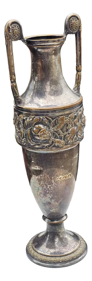 Art Nouveau Plated Amphora Vase with Roses, 1917