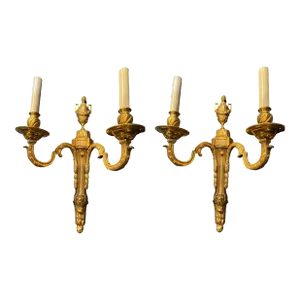 1920s French Gilt Bronze Sconces Louis XVI - Set of 2