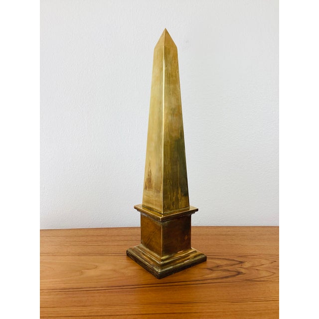 Vintage 1980s Brass Obelisk very heavy made of brass classic obelisk design great vintage condition measures appx -...