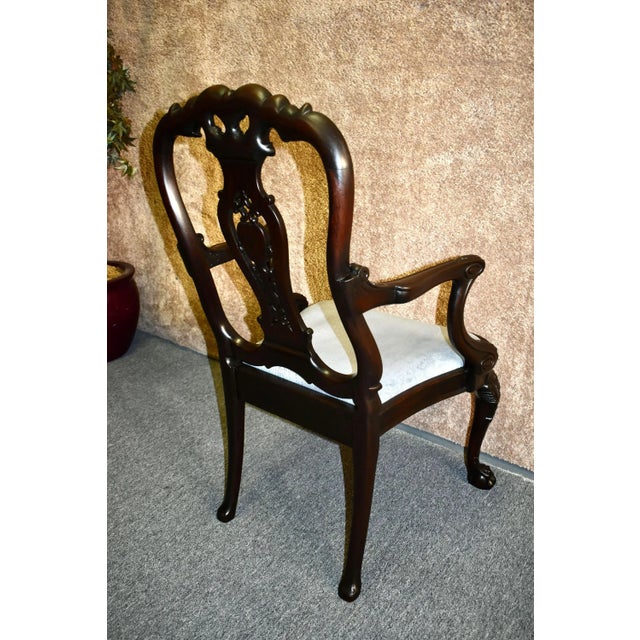 Carved Mahogany Armchair Antique Queen Anne Georgian Shell Motif Accent For Sale - Image 10 of 13