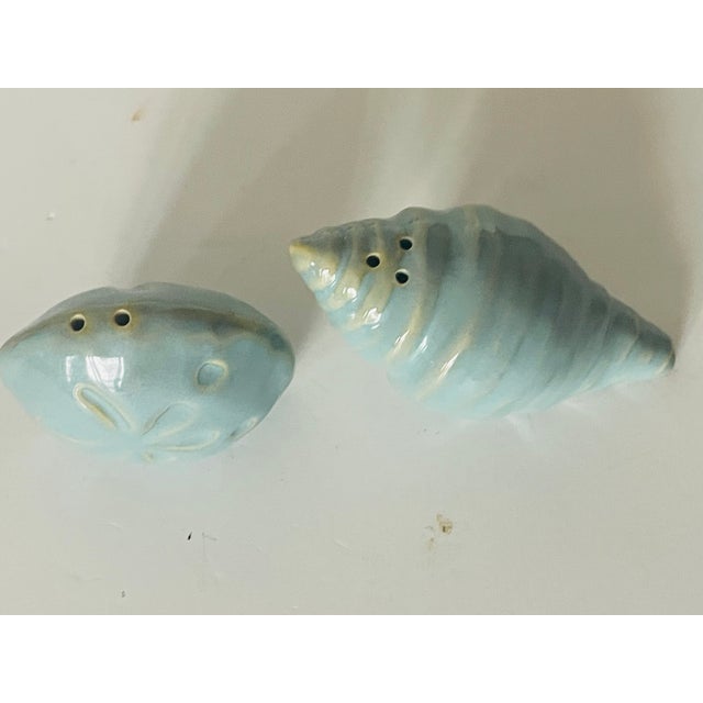 1960s Vintage Sea Shell Ceramic Salt and Paper Shakers For Sale - Image 5 of 5
