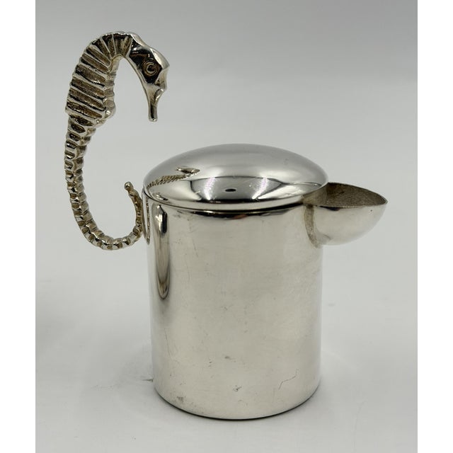 1950s Los Castillo Taxco Seahorse Silver Plate Creamer & Sugar Set For Sale - Image 16 of 18