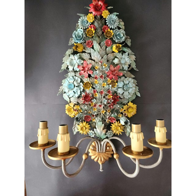 Large Vintage Gild Wall Lamp from CIANI Firenze, Italy, 1960s, Set of 3 For Sale - Image 9 of 18