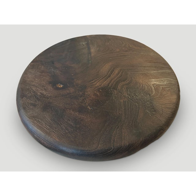 Andrianna Shamaris Minimalist Charred Teak Wood Shallow Platter For Sale In New York - Image 6 of 6